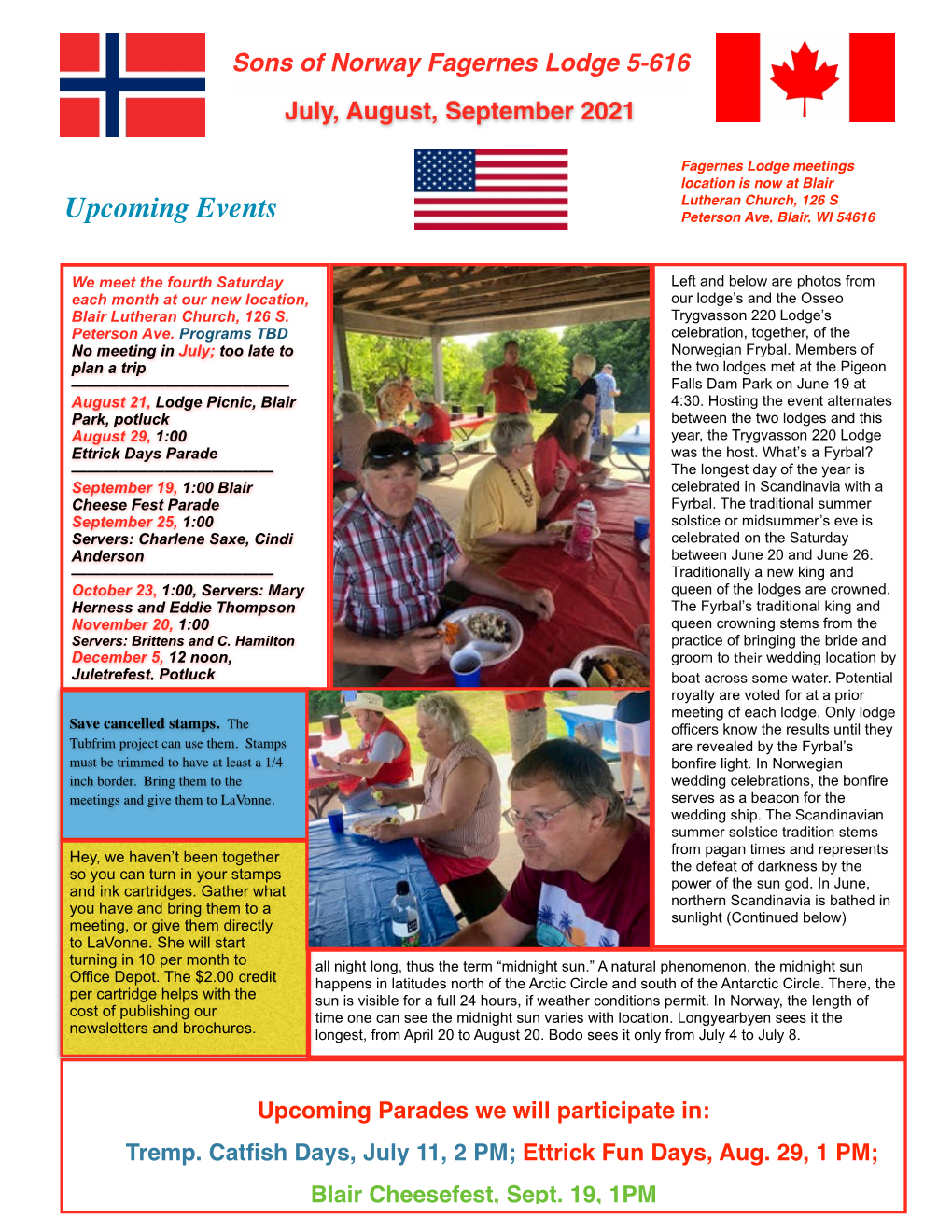 Fagernes Newsletter July, August, September 2021