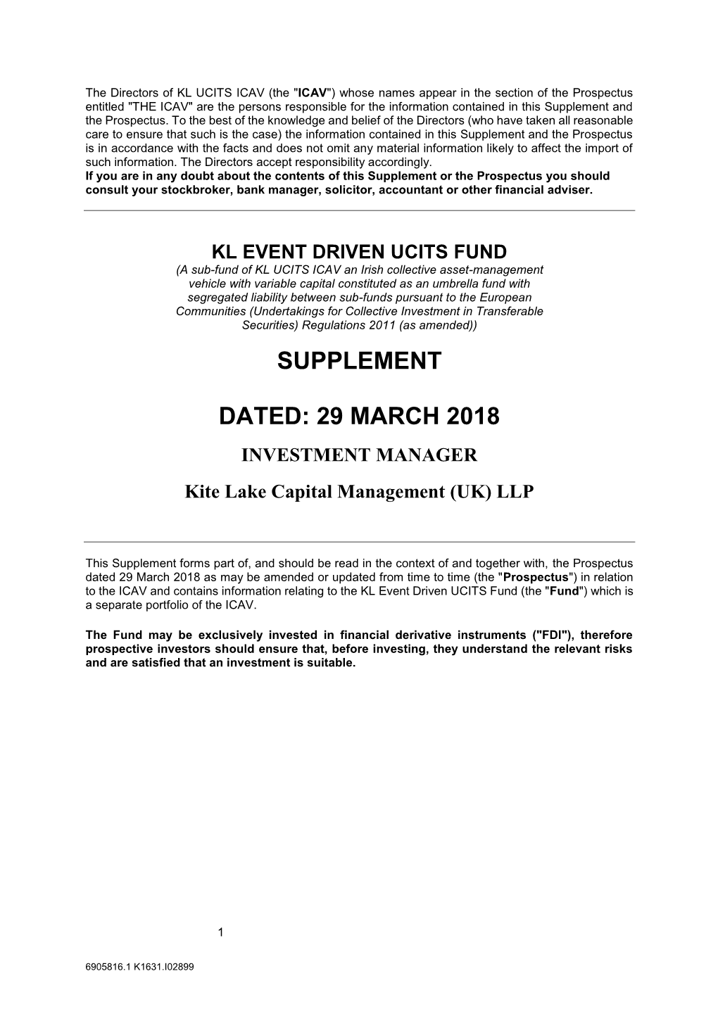 KL Event Driven UCITS Fund