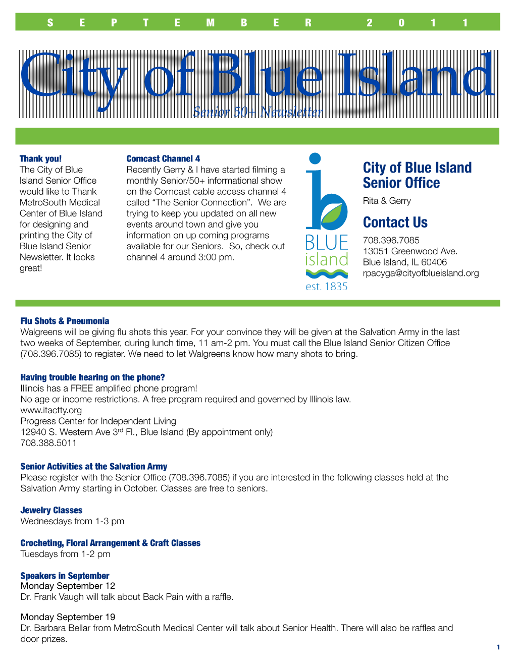 City of Blue Island Senior Office Contact Us