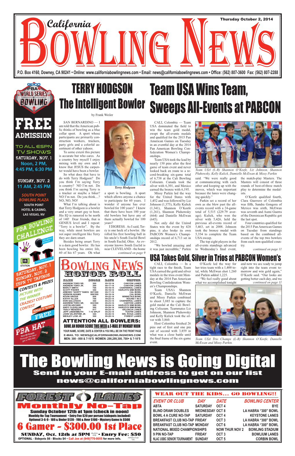 The Bowling News Is Going Digital FREE