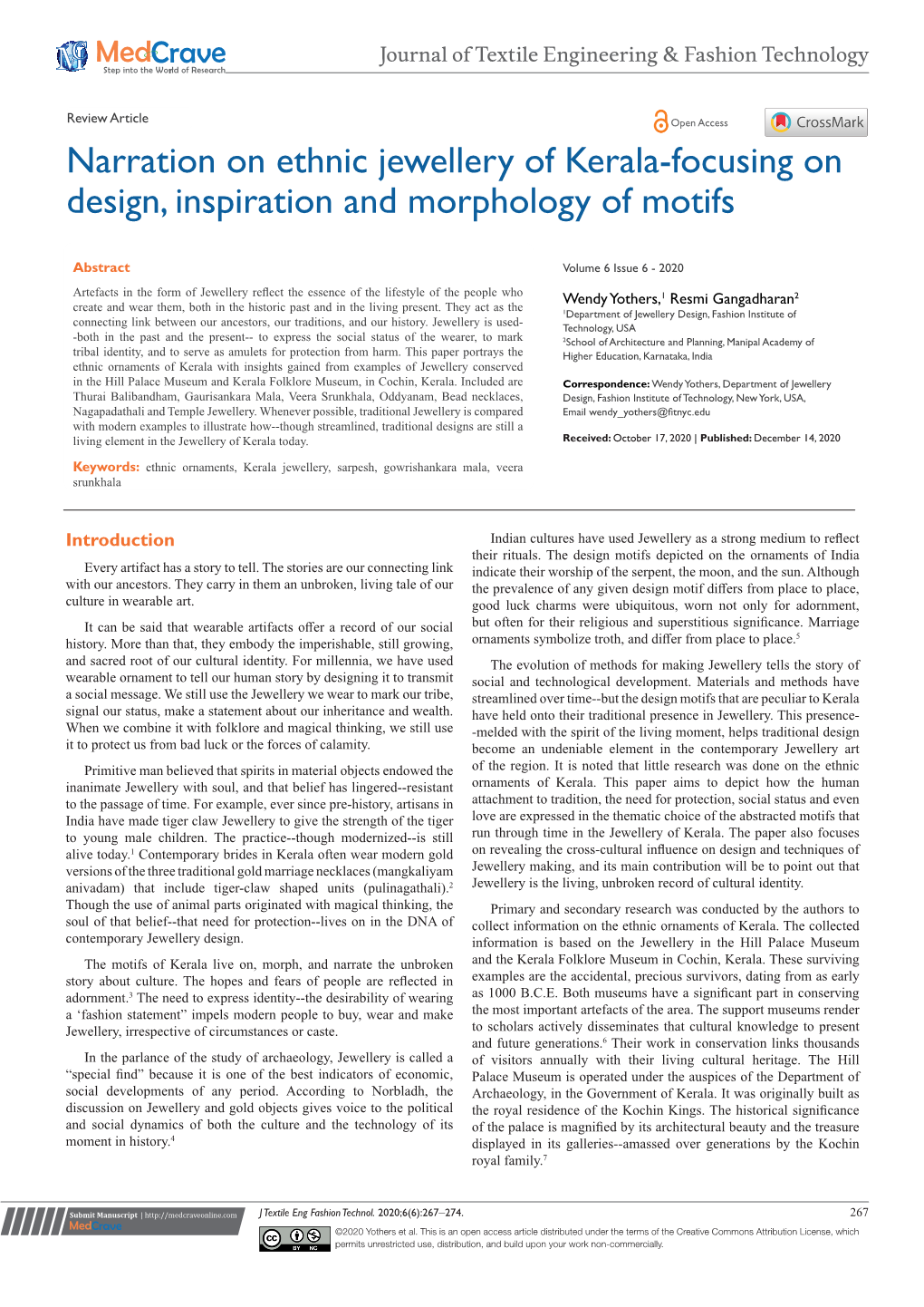 Narration on Ethnic Jewellery of Kerala-Focusing on Design, Inspiration and Morphology of Motifs