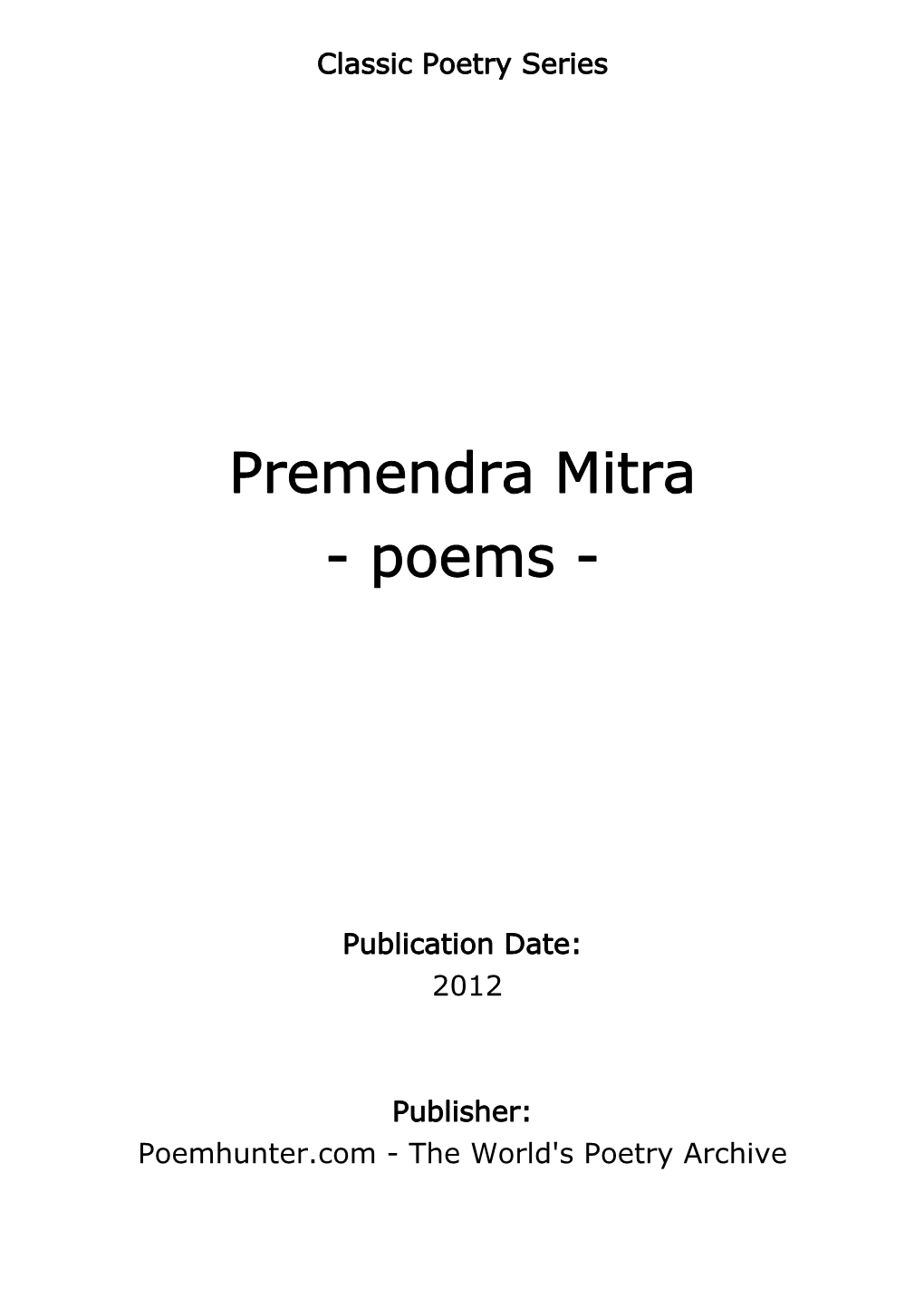 Premendra Mitra - Poems