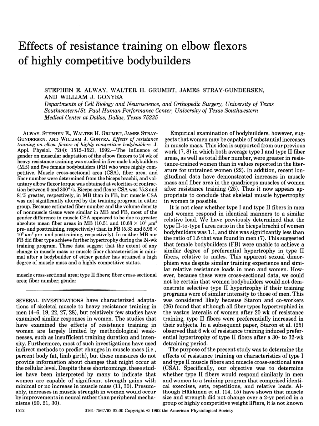 Effects of Resistance Training on Elbow Flexors of Highly Competitive Bodybuilders