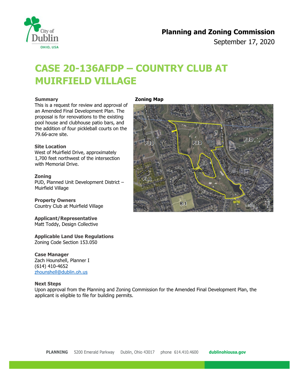 Case 20-136Afdp – Country Club at Muirfield Village