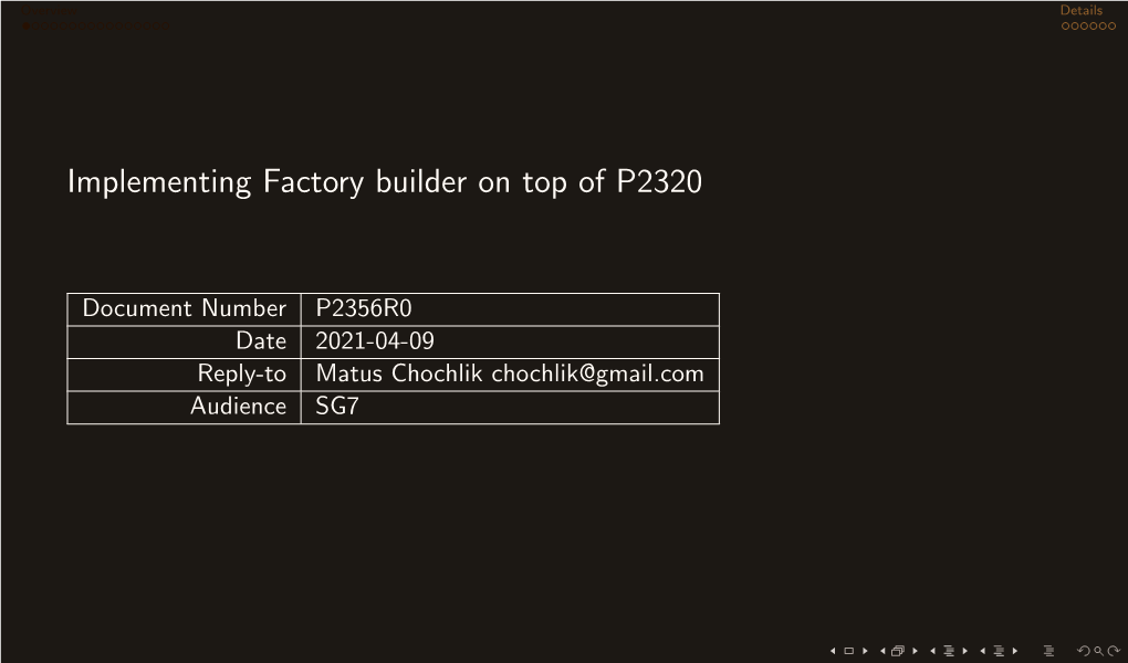 P2356R0 Date 2021-04-09 Reply-To Matus Chochlik Chochlik@Gmail.Com Audience SG7 Overview Details