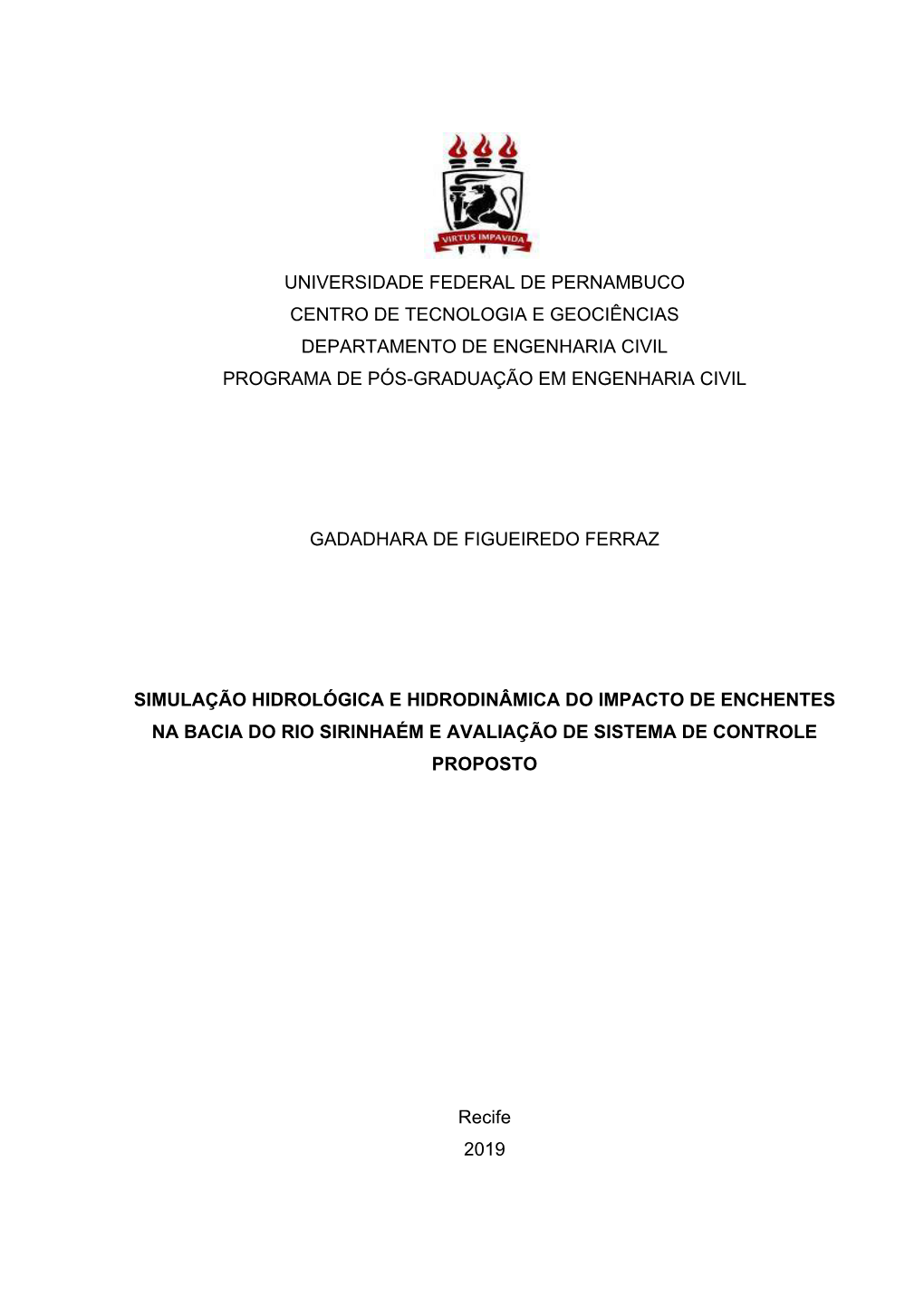 Universidade Federal De Pernambuco Centro De Tecnologia E Geociências Departamento De Engenharia Civil Programa De Pós-Graduação Em Engenharia Civil