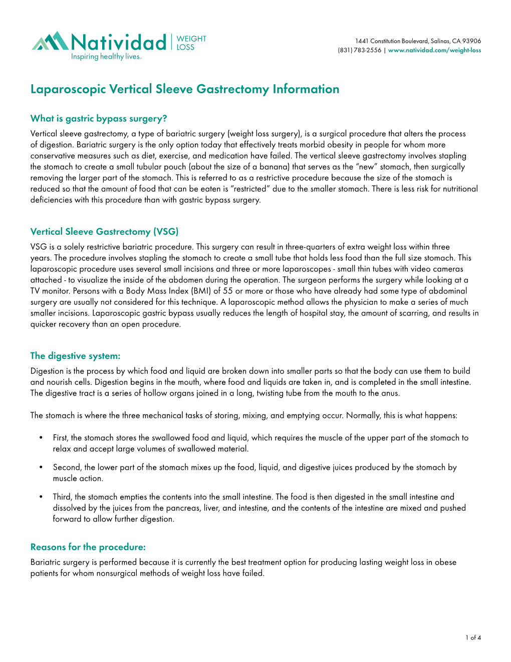 Laparoscopic Vertical Sleeve Gastrectomy Information