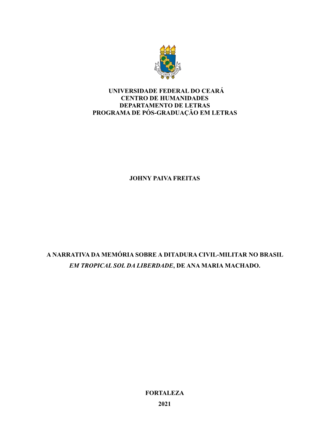 Universidade Federal Do Ceará Centro De Humanidades Departamento De Letras Programa De Pós-Graduação Em Letras