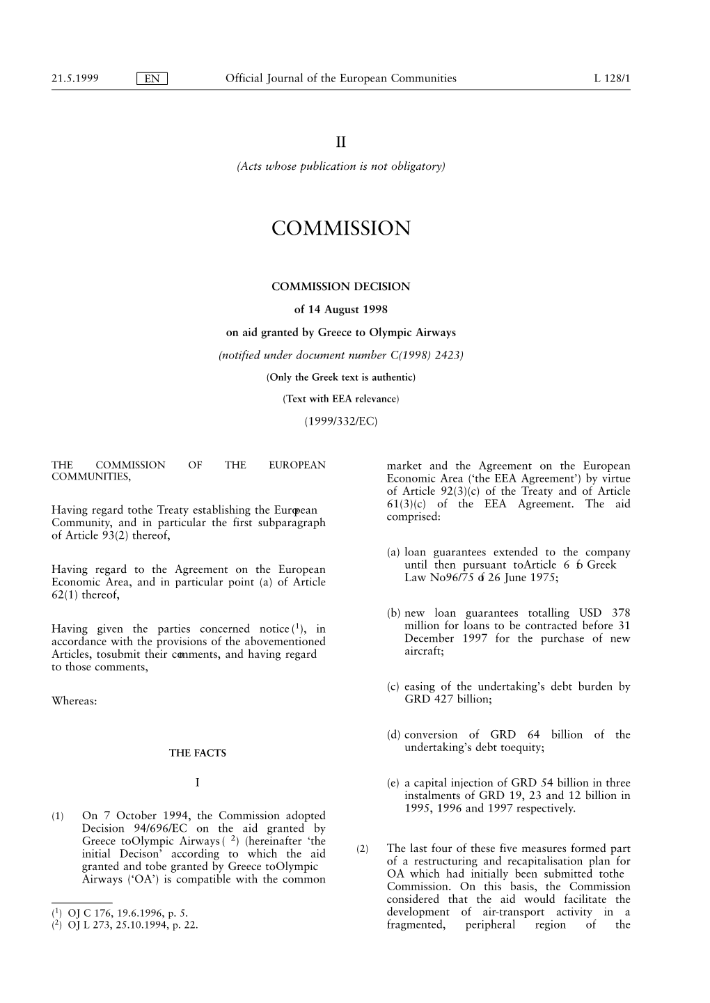 Commission Decision of 14 August 1998 On