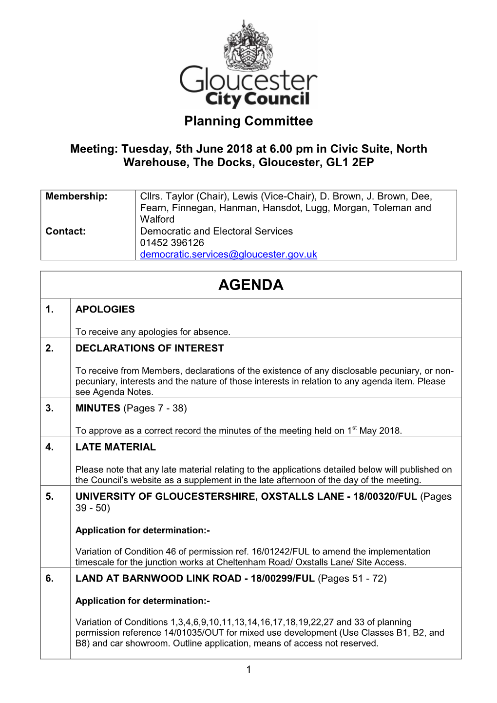 (Public Pack)Agenda Document for Planning Committee, 05/06/2018