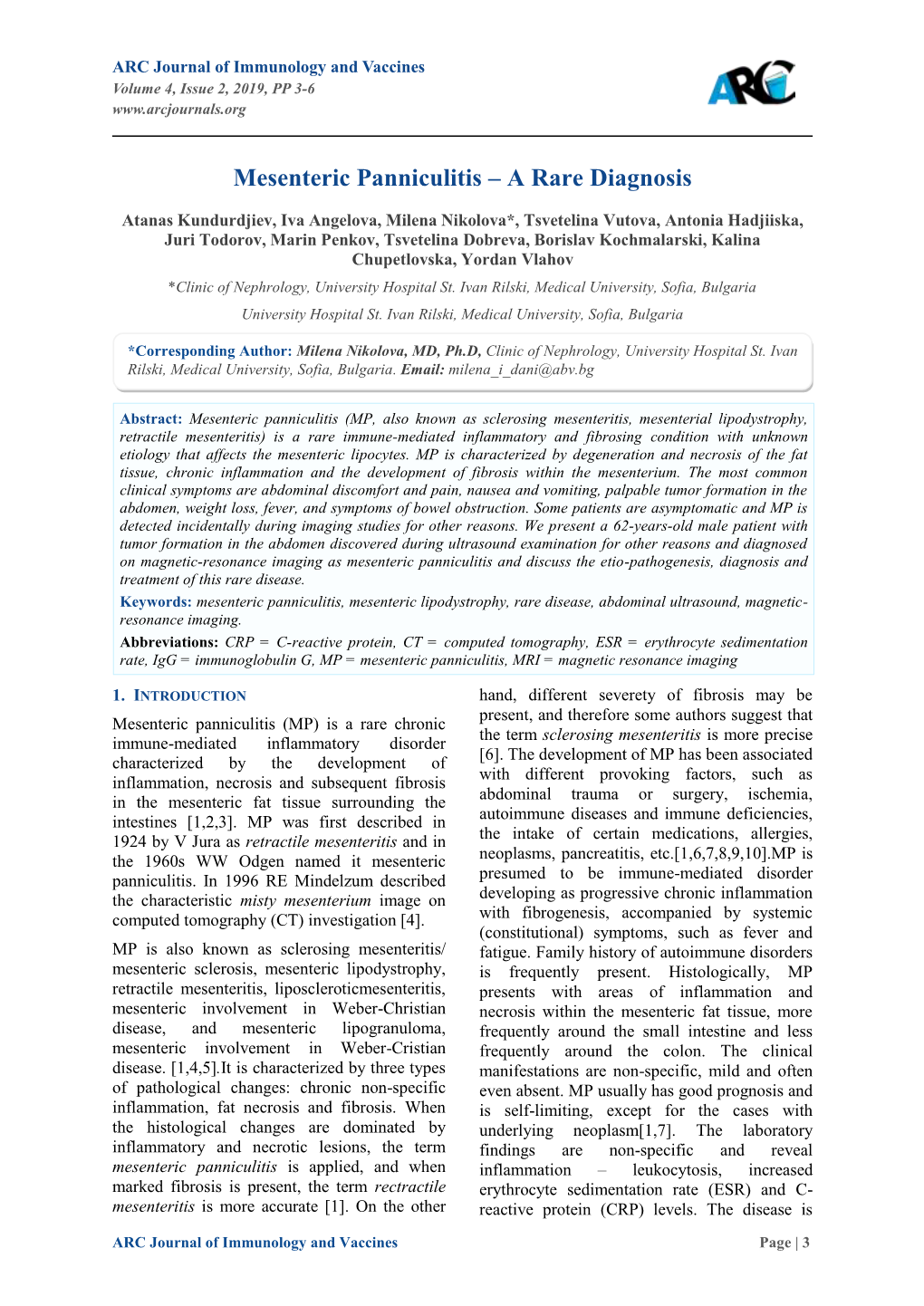 Mesenteric Panniculitis – a Rare Diagnosis