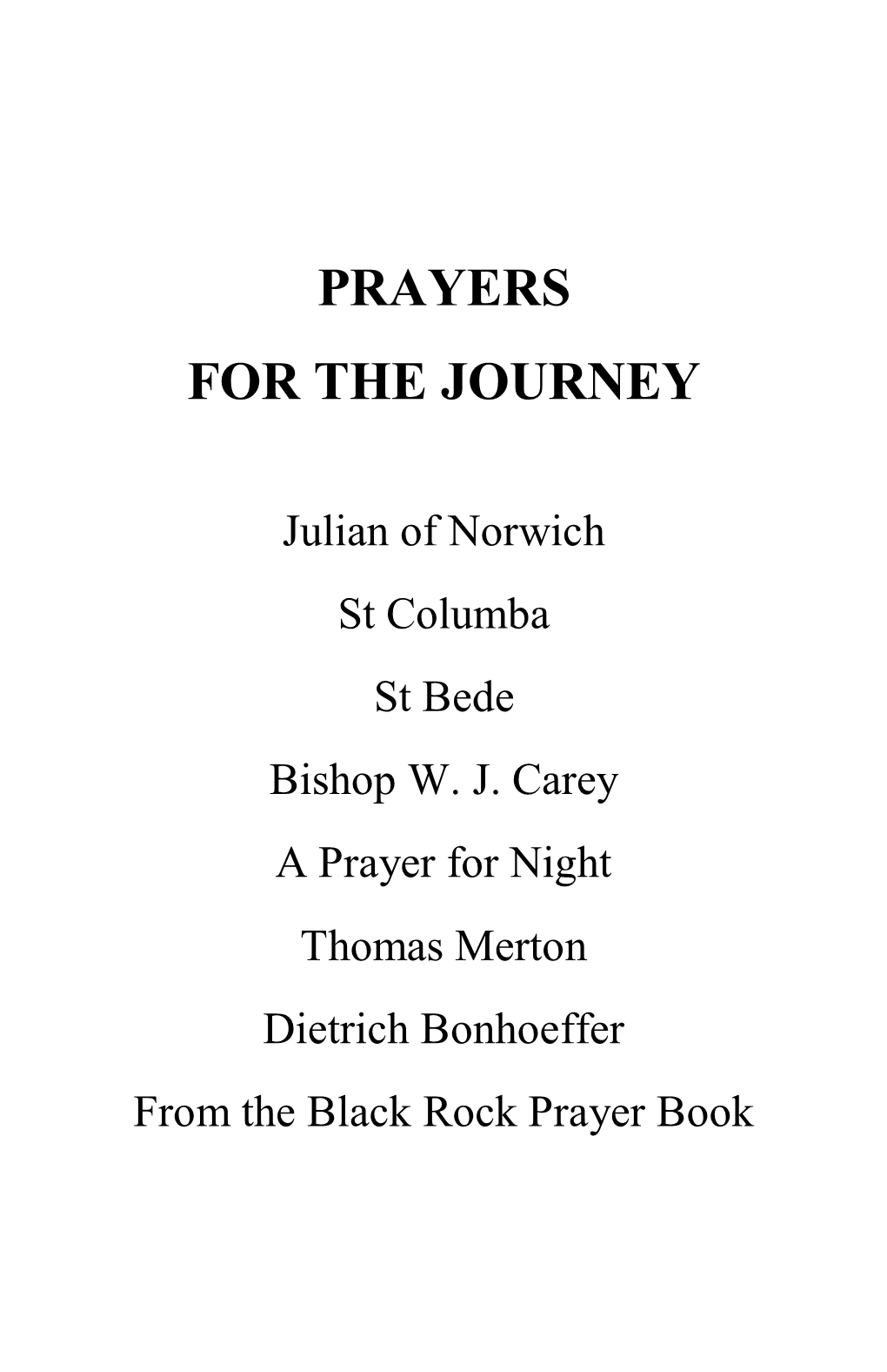 Prayers for the Journey