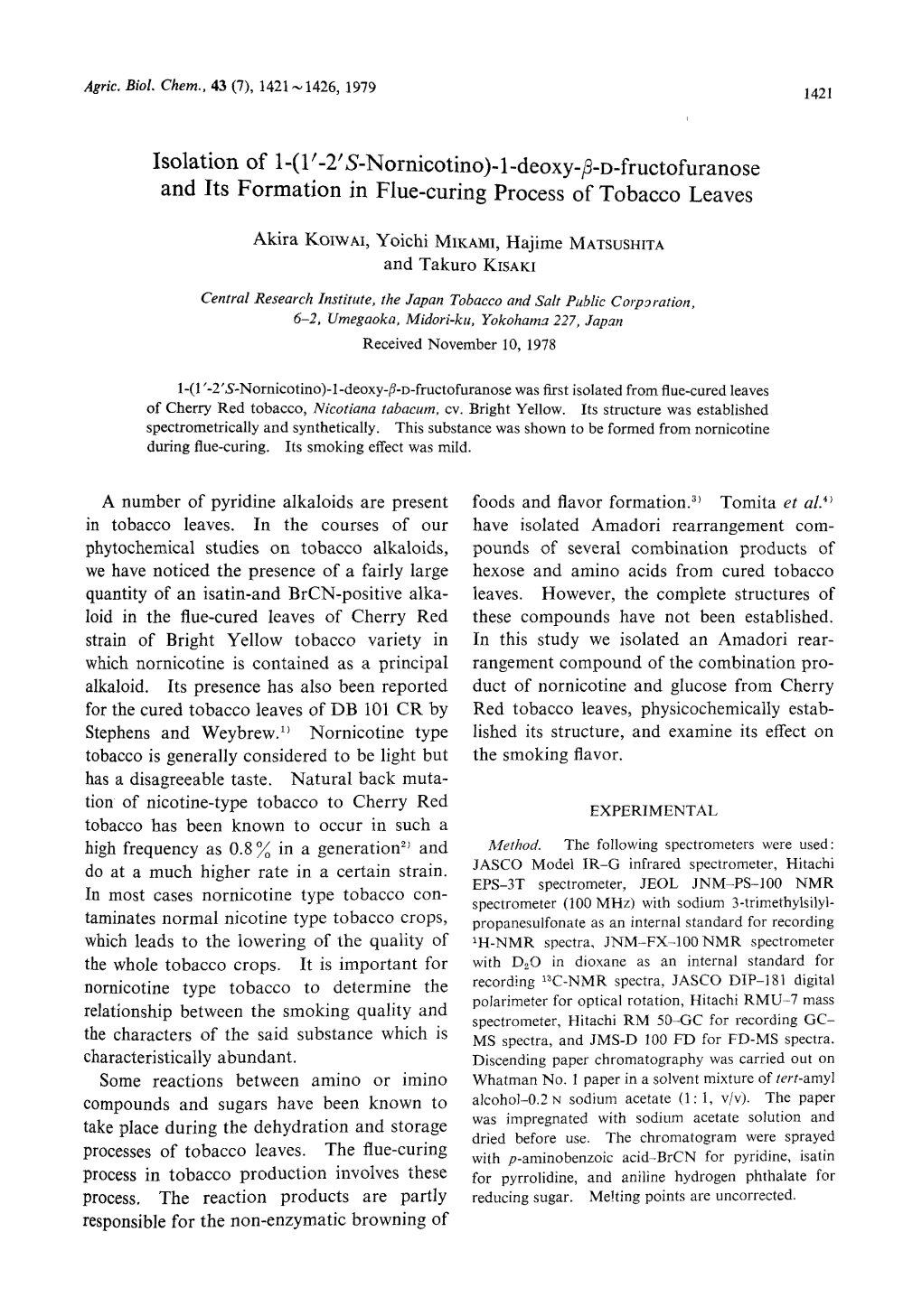 A Number of Pyridine Alkaloids Are Present in Tobacco Leaves