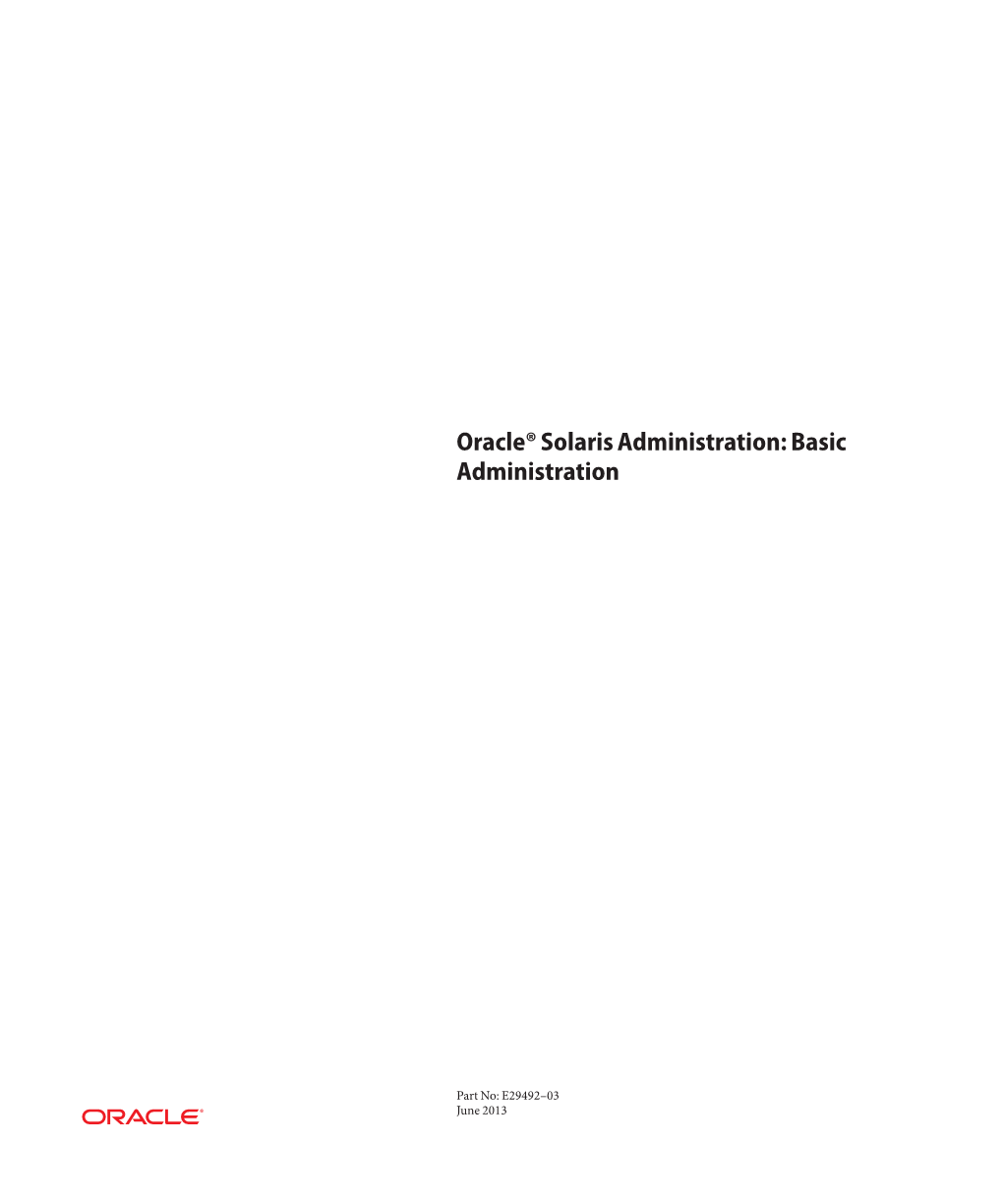 Oracle Solaris Administration Basic Administration