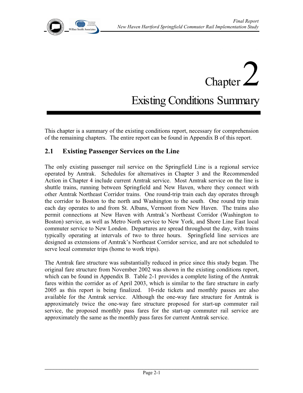 Chapter 2 Existing Conditions Summary