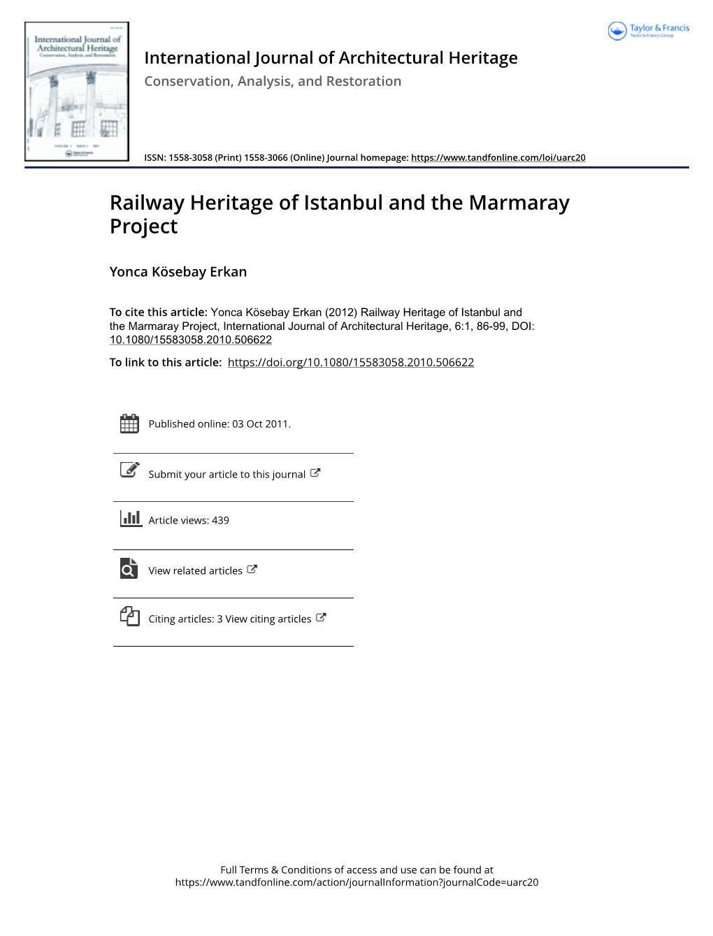 Railway Heritage of Istanbul and the Marmaray Project