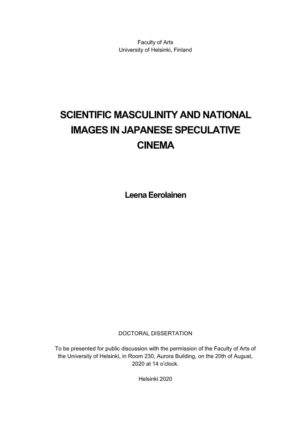 Vaitoskirjascientific MASCULINITY and NATIONAL IMAGES IN