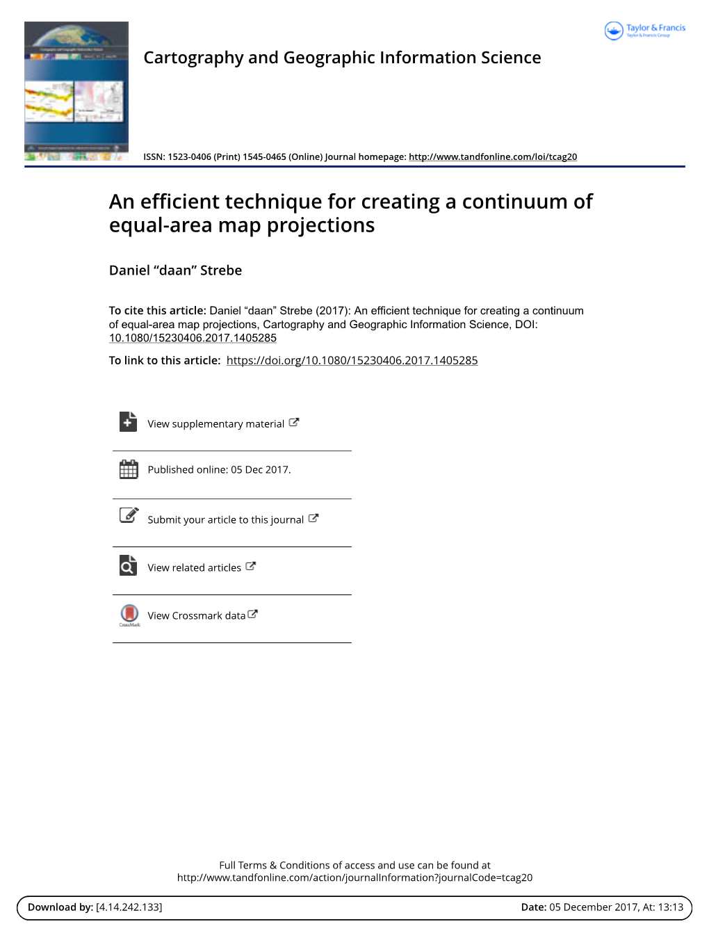 An Efficient Technique for Creating a Continuum of Equal-Area Map Projections