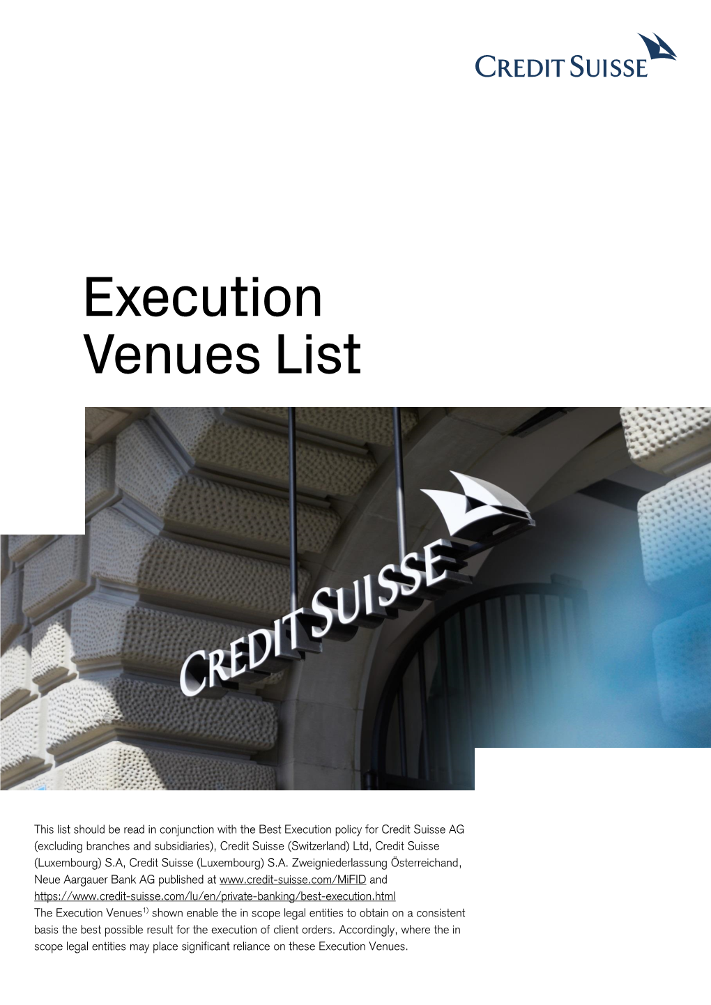 Execution Venues List