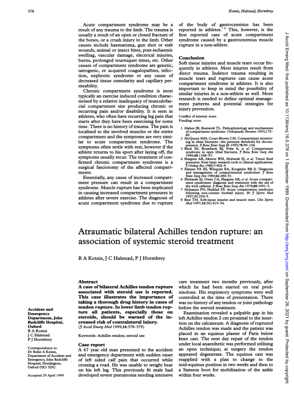 Atraumatic Bilateral Achilles Tendon Rupture: an Association of Systemic