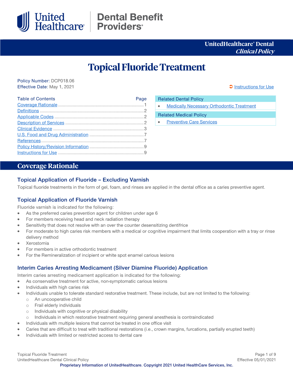 Topical Fluoride Treatment – Dental Clinical Policy