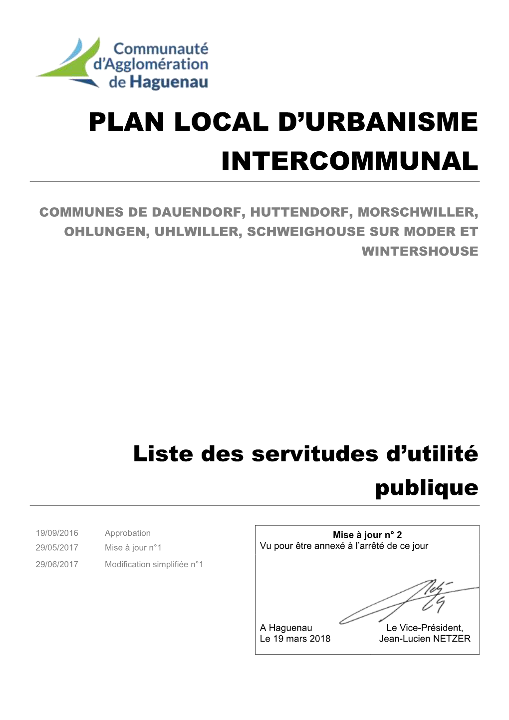 Servitudes D'utilite Publique – Liste