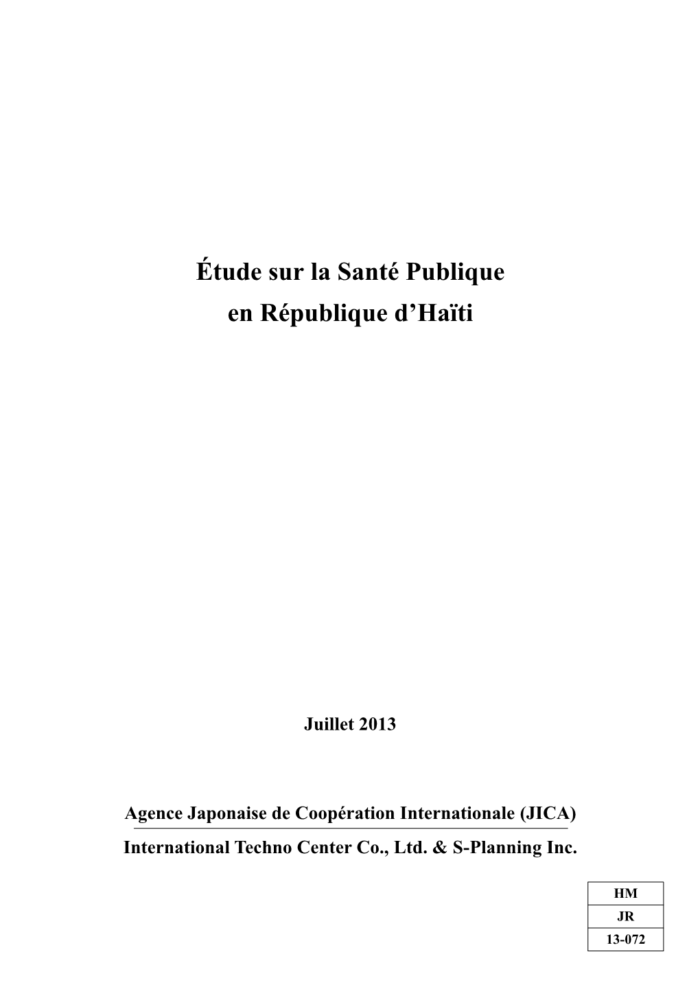 Étude Sur La Santé Publique En République D'haïti