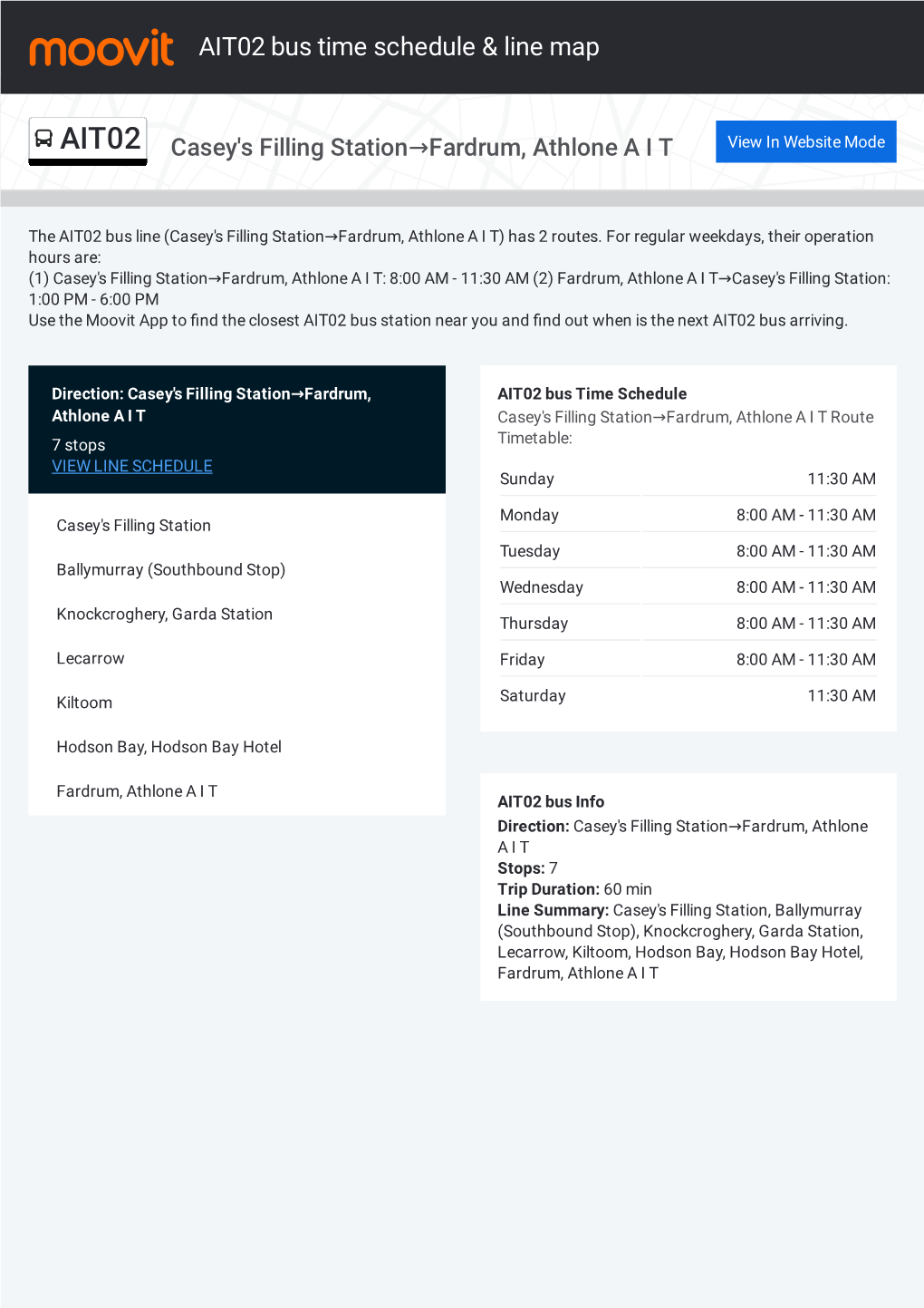 AIT02 Bus Time Schedule & Line Route