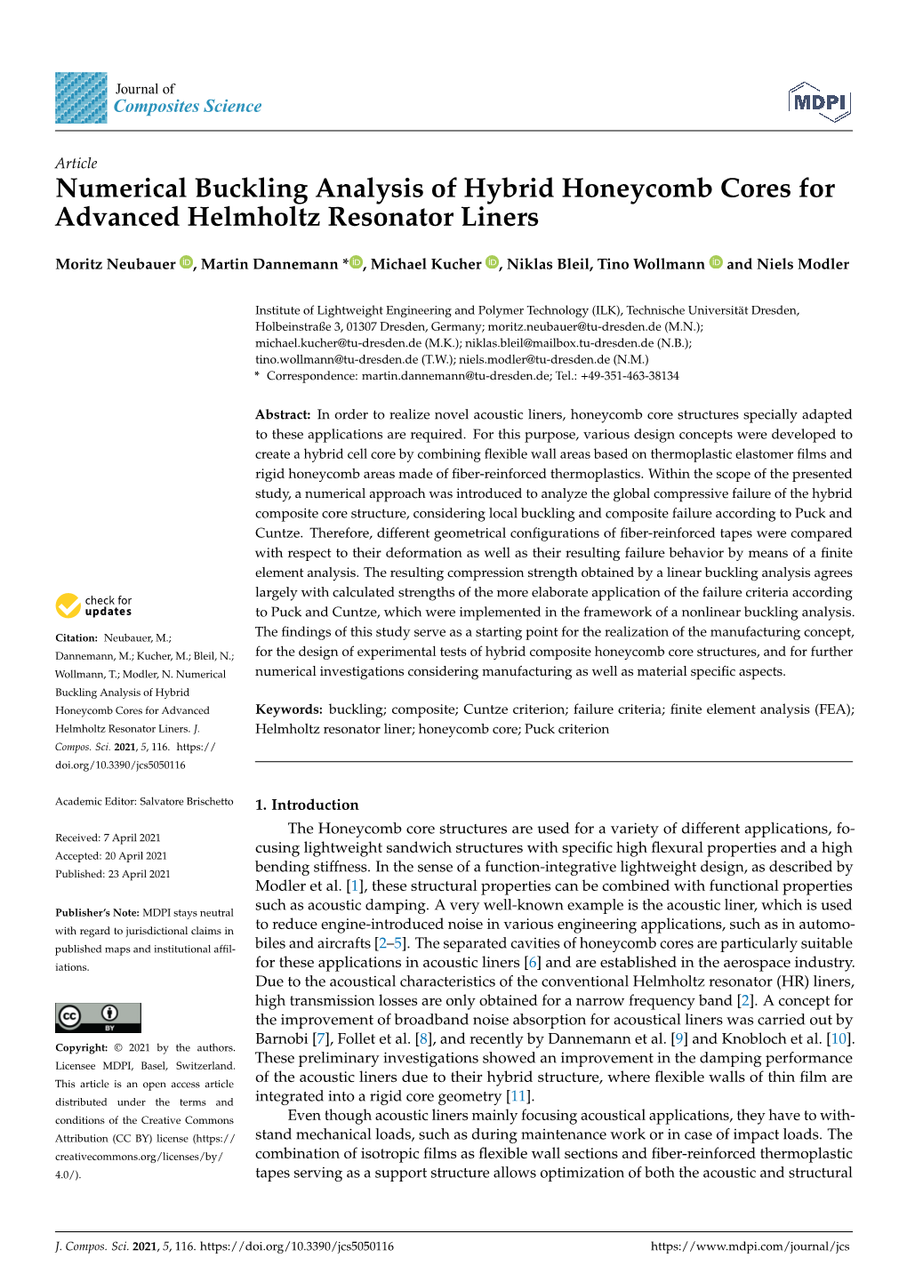 Numerical Buckling Analysis of Hybrid Honeycomb Cores for Advanced Helmholtz Resonator Liners