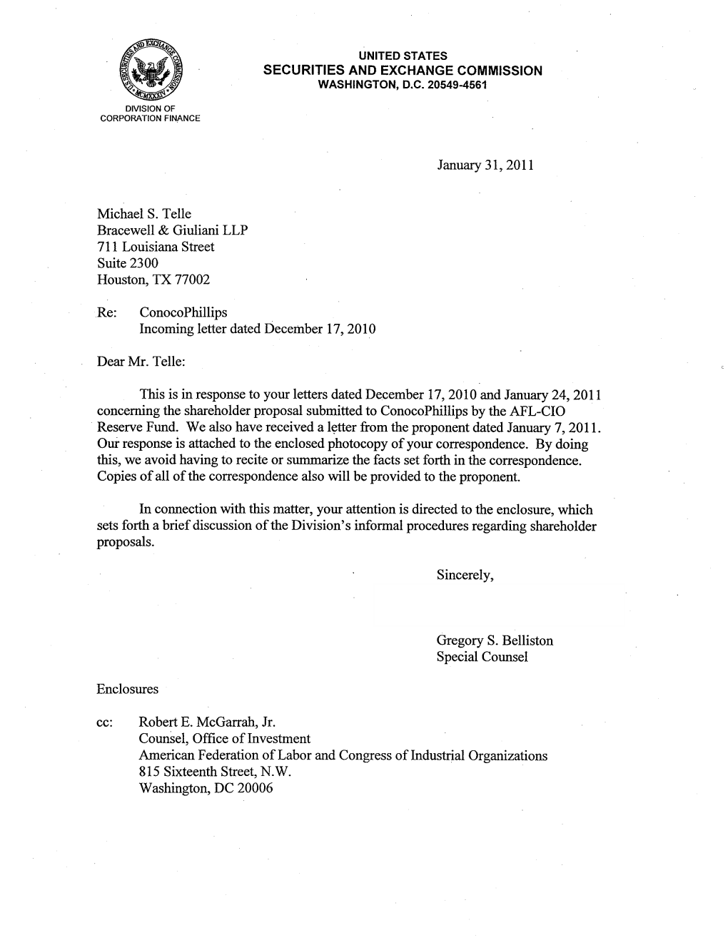 Conocophillips: Rule 14A-8 No-Action Letter