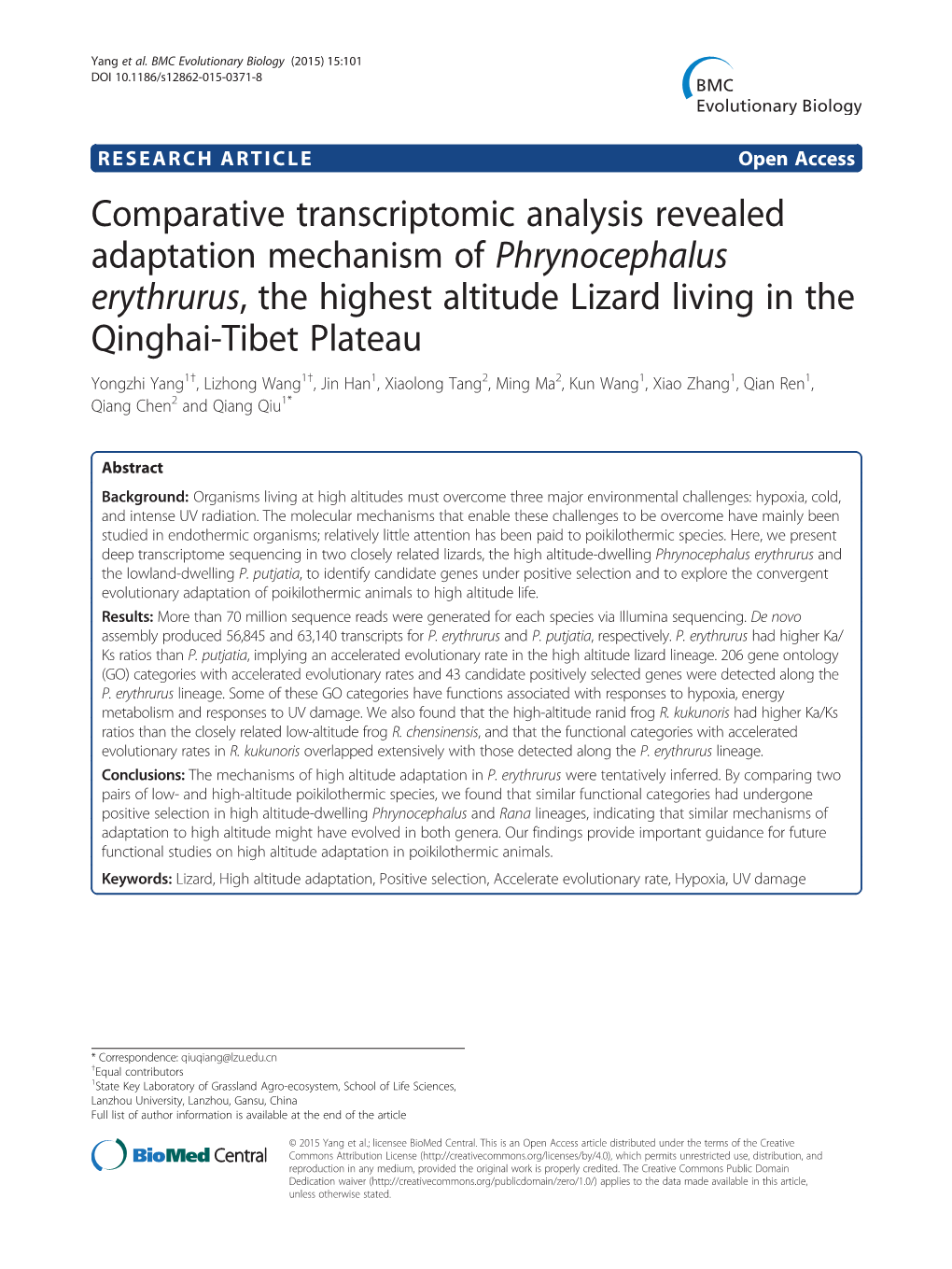 Comparative Transcriptomic Analysis Revealed Adaptation Mechanism Of