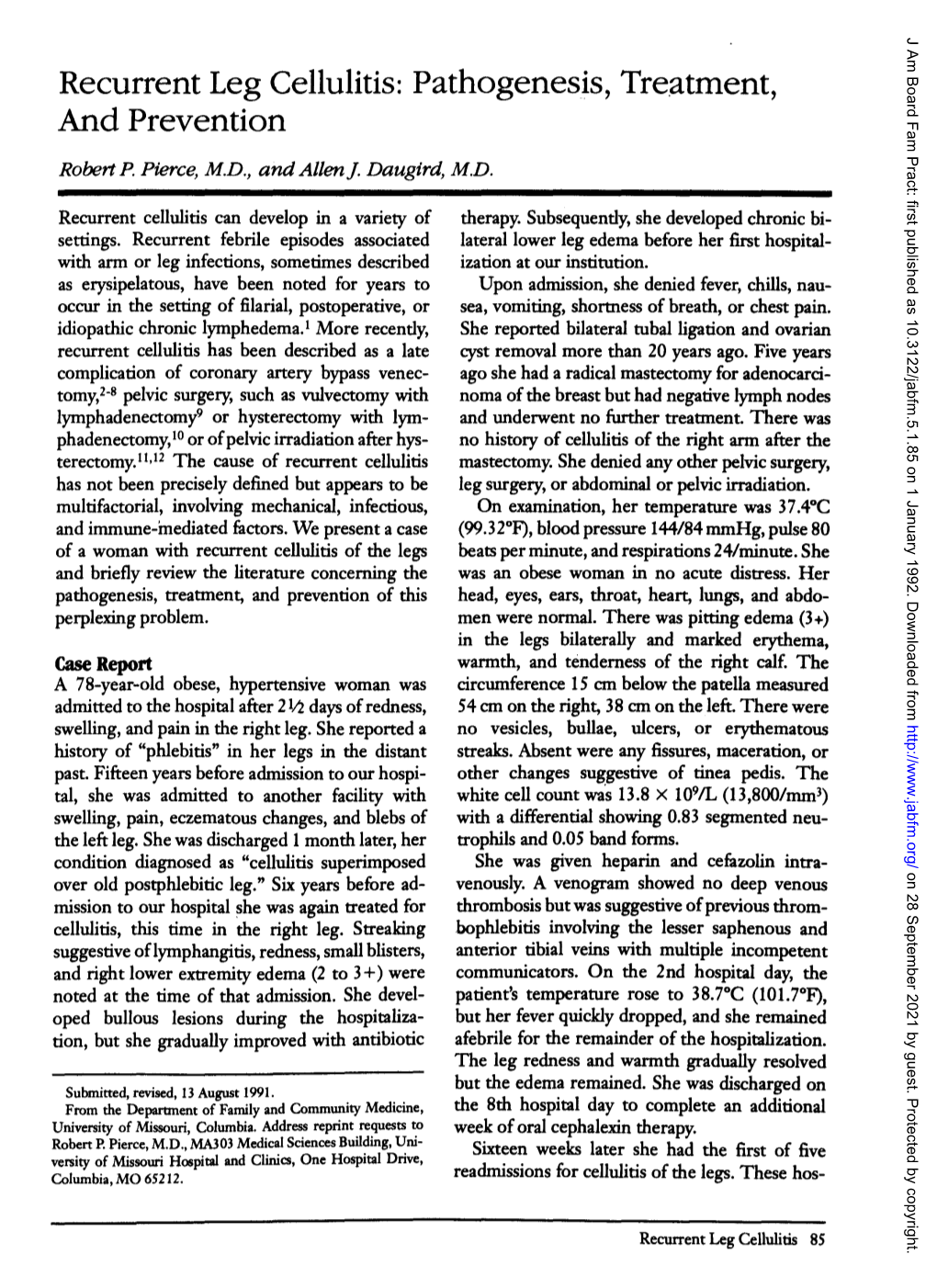 Recurrent Leg Cellulitis: Pathogenesis, Tre.Atment, and Prevention