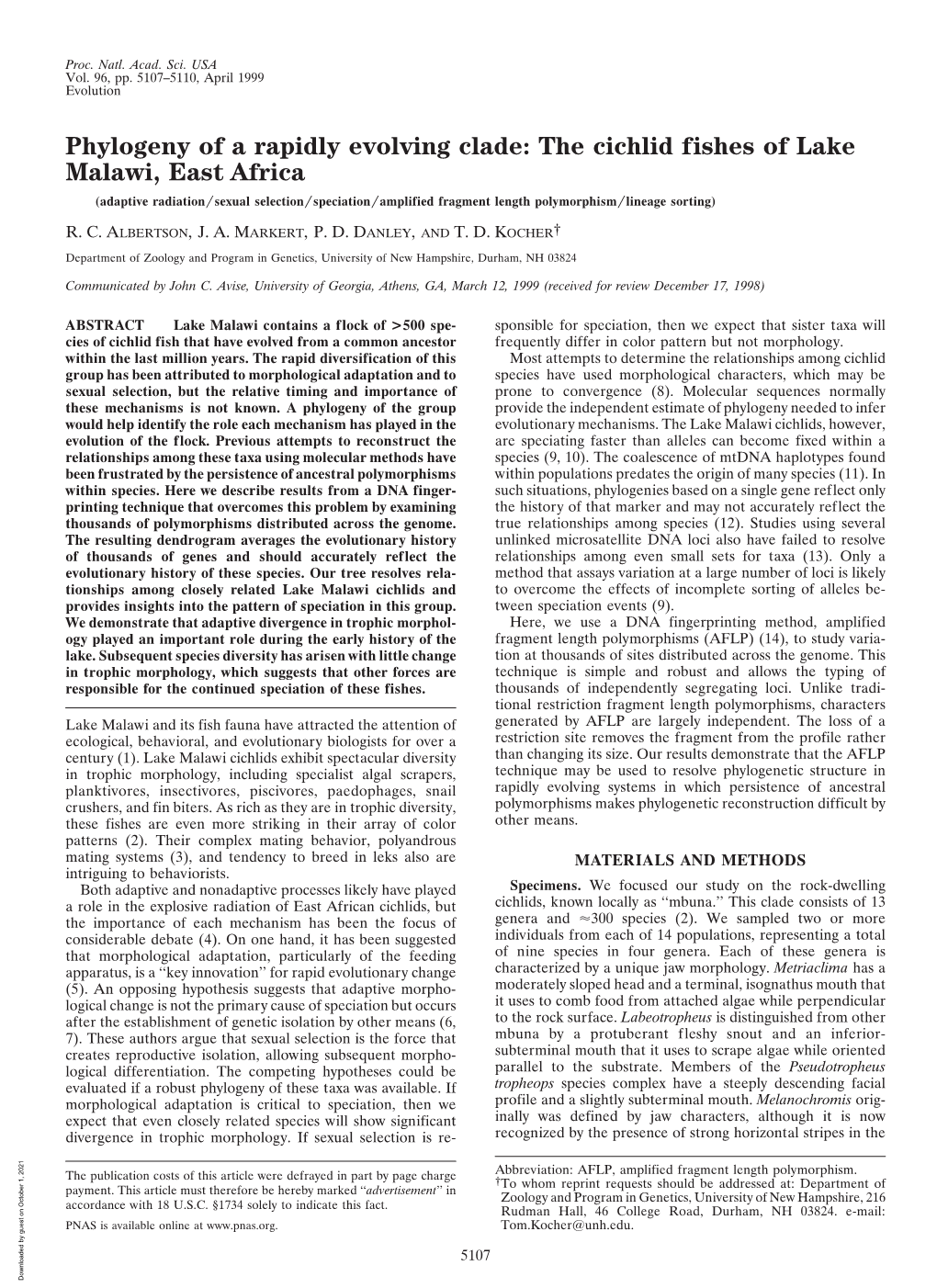 Phylogeny of a Rapidly Evolving Clade: the Cichlid Fishes of Lake Malawi