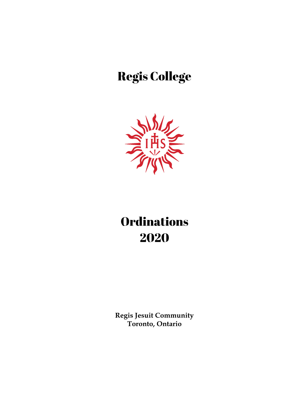 Regis College Ordinations 2020