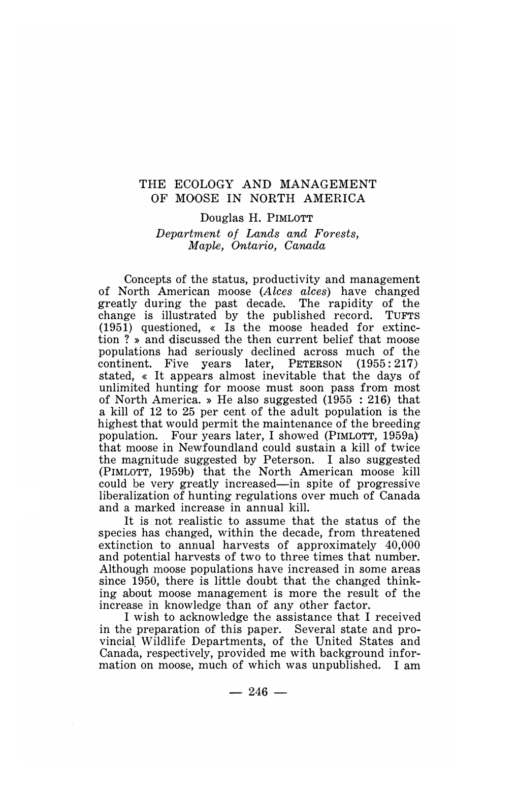 The Ecology and Management of Moose in North America