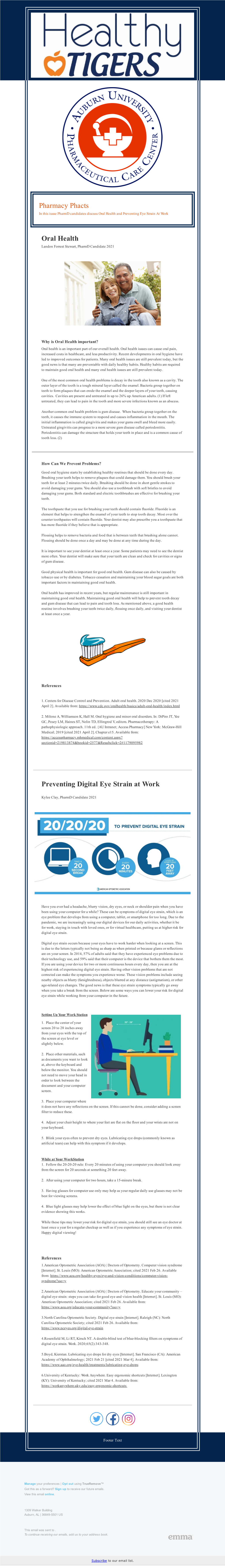 Pharmacy Phacts in This Issue Pharmd Candidates Discuss Oral Health and Preventing Eye Strain at Work