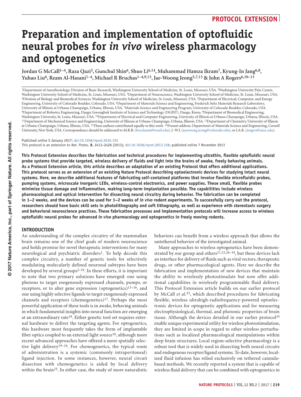 Preparation and Implementation of Optofluidic Neural Probes for in Vivo