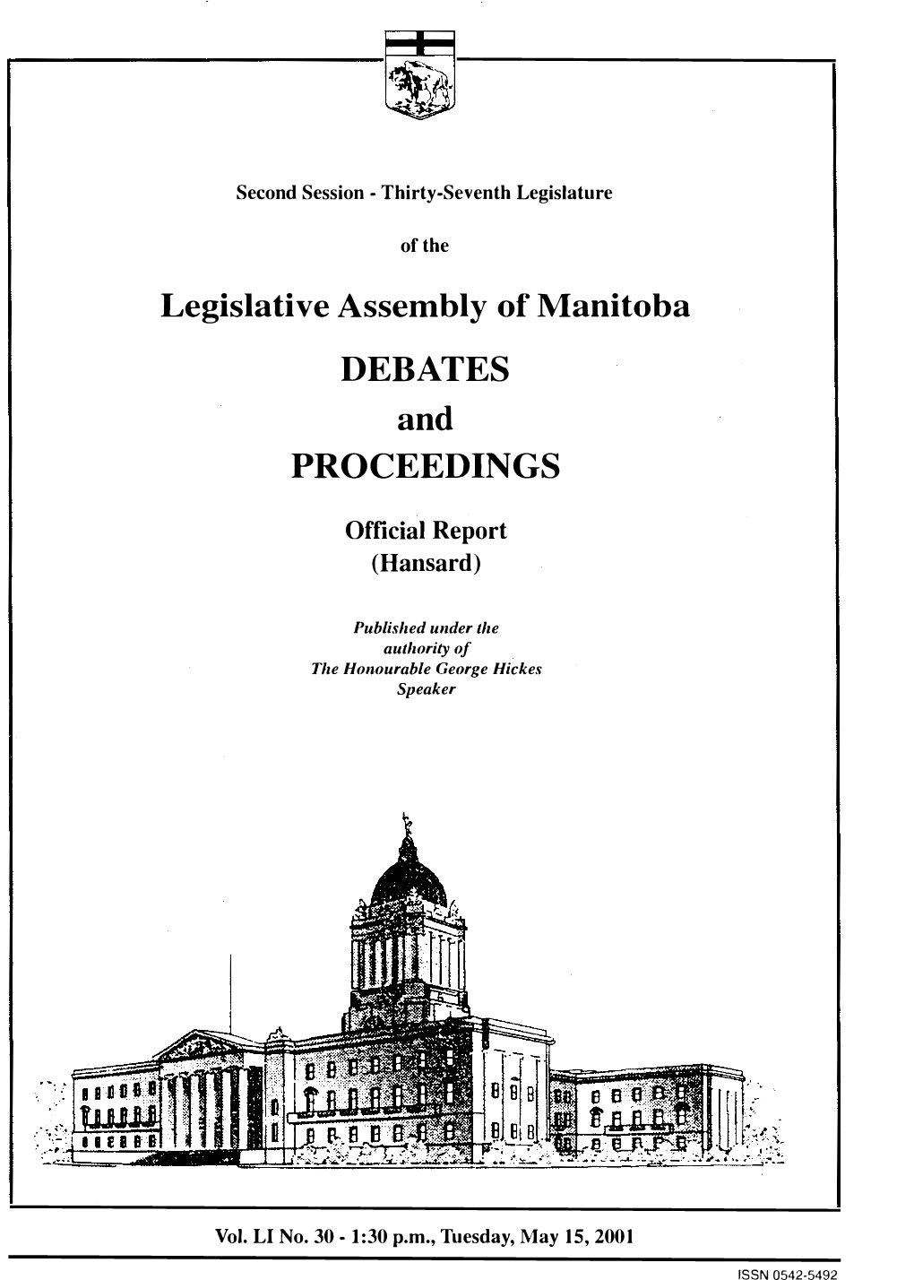 Legislative Assembly of Manitoba DEBATES and PROCEEDINGS