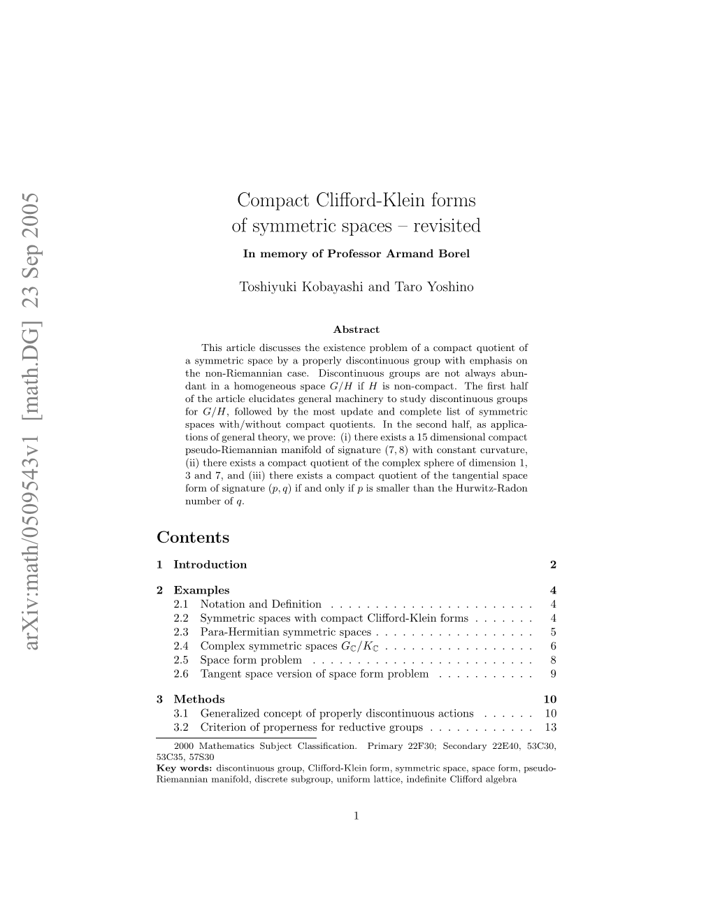 Compact Clifford-Klein Forms of Symmetric Spaces