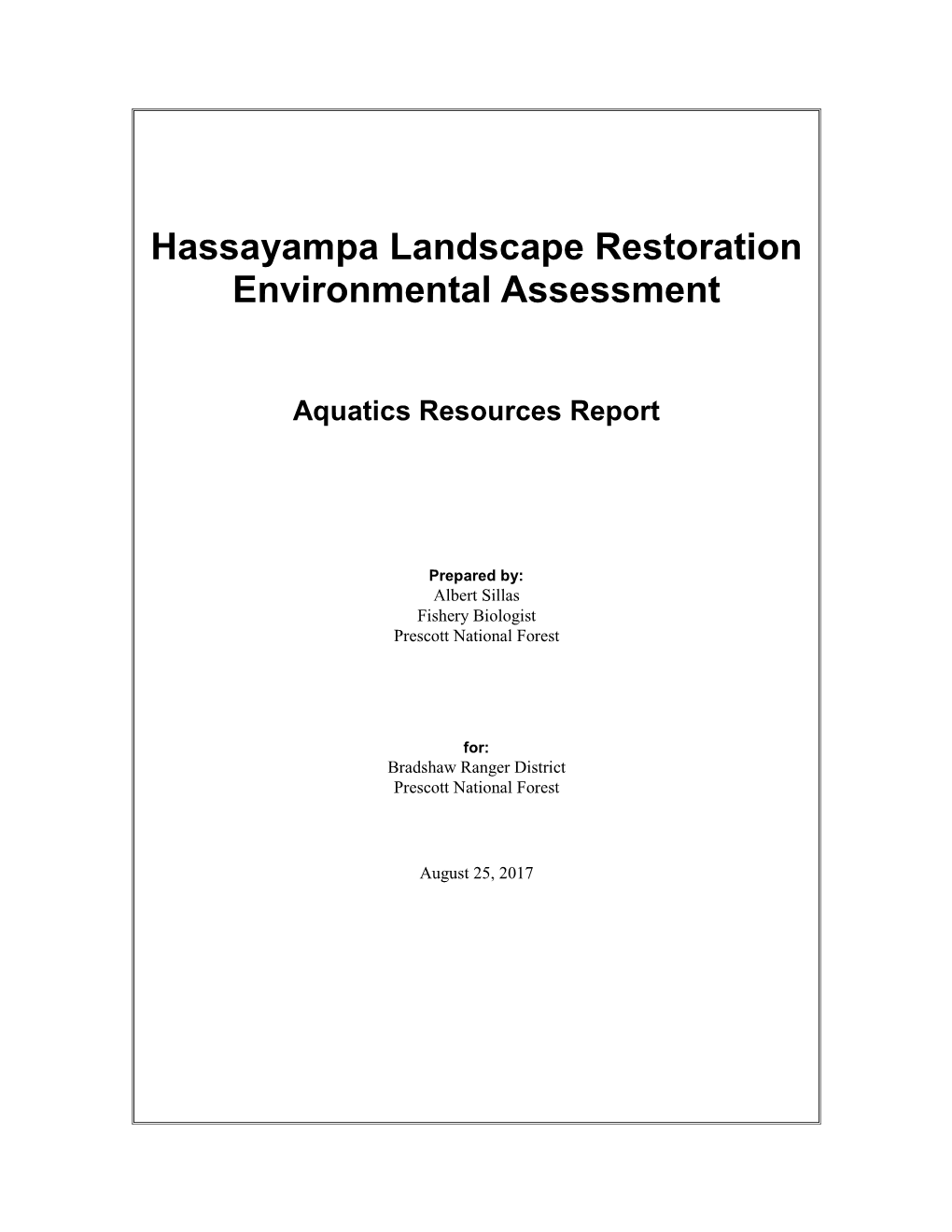 Hassayampa Landscape Restoration EA Aquatics Resources Report