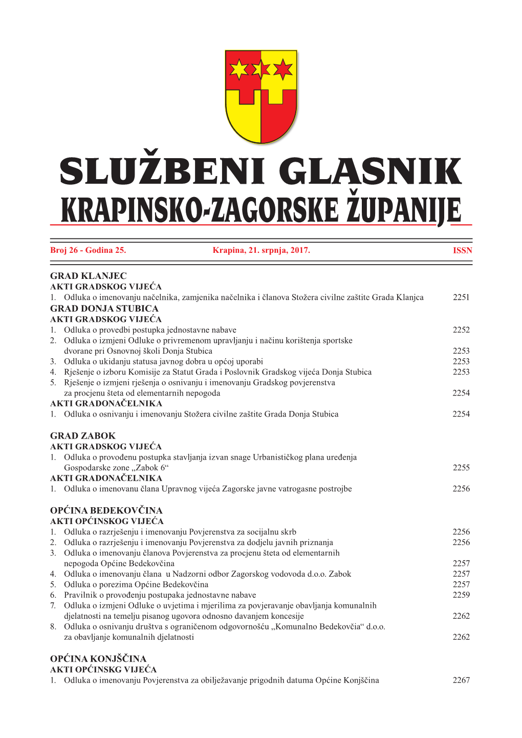 Grad Klanjec Grad Donja Stubica Grad Zabok Općina