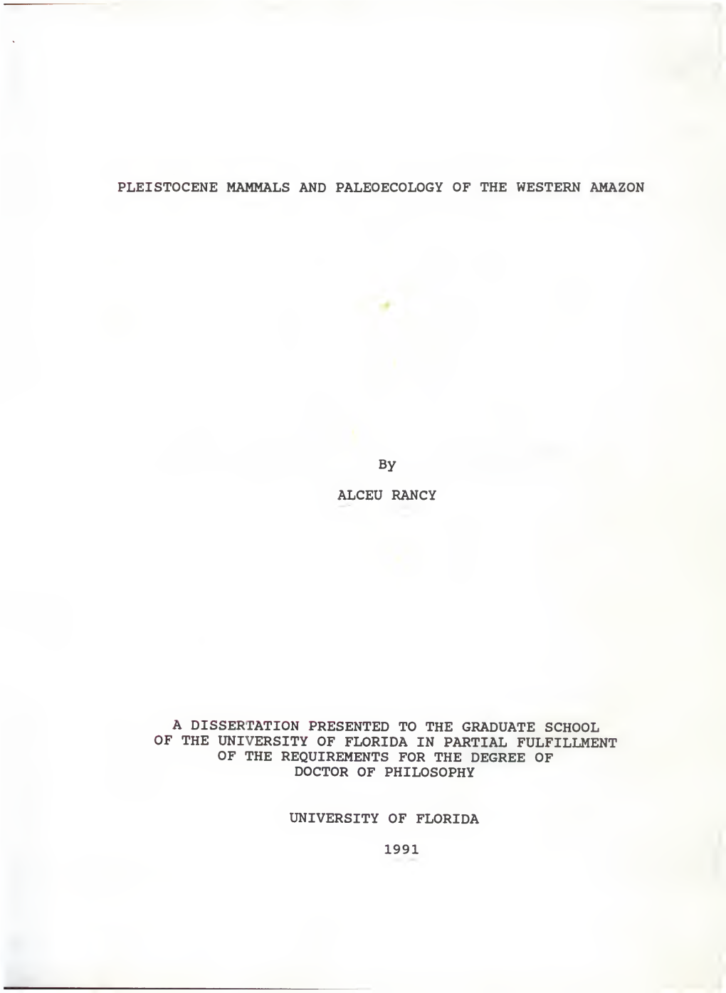 Pleistocene Mammals and Paleoecology of the Western Amazon