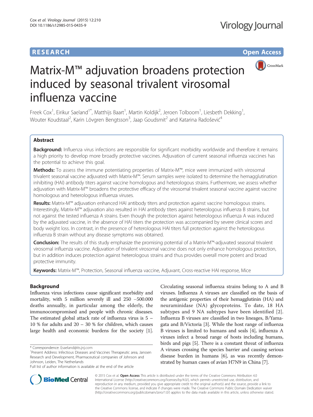 Matrix-M™ Adjuvation Broadens Protection Induced by Seasonal Trivalent Virosomal Influenza Vaccine