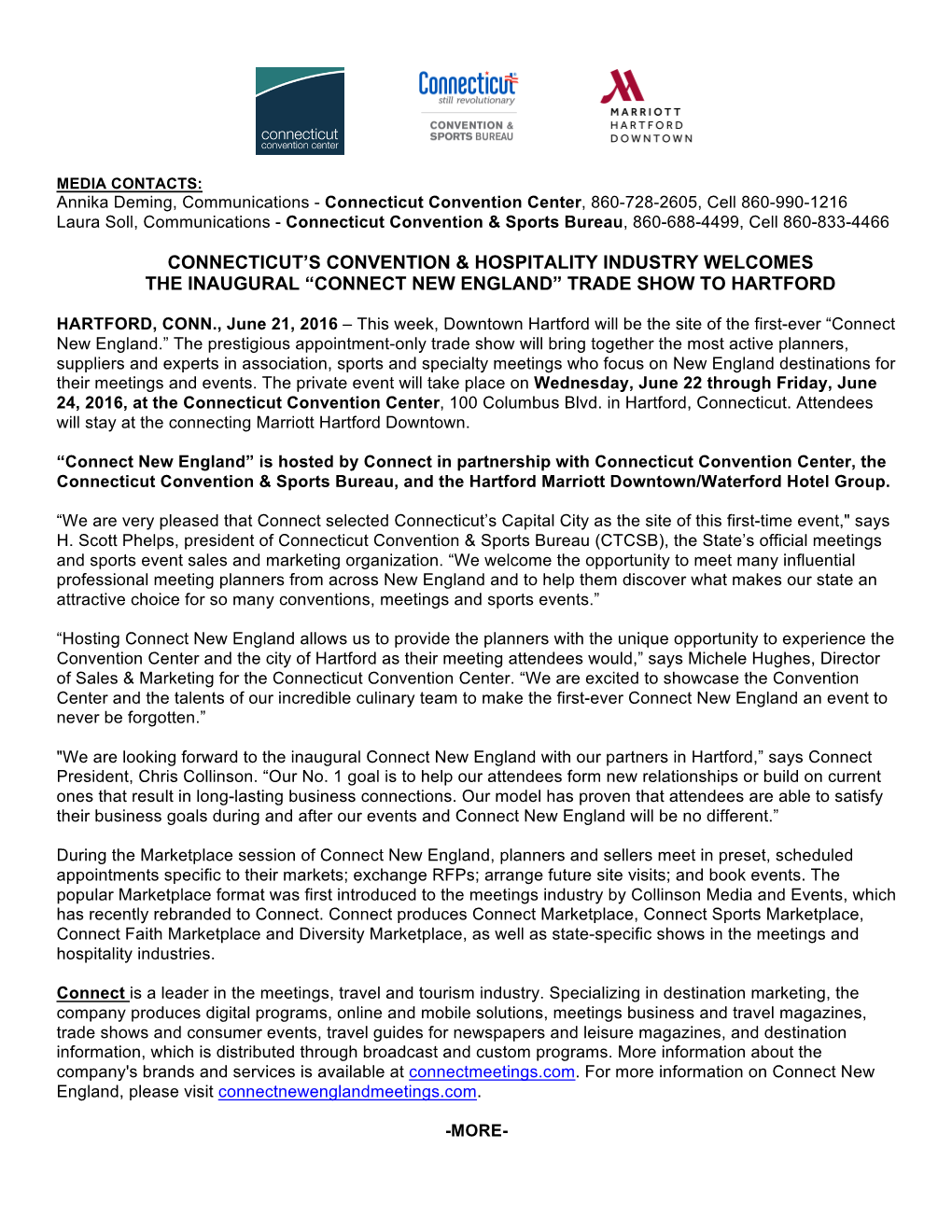 Connecticut's Convention & Hospitality Industry Welcomes the Inaugural “Connect New England” Tr