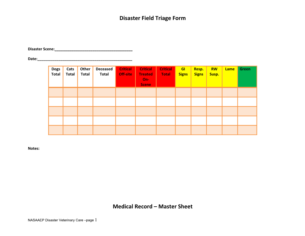 Disaster Field Triage Form