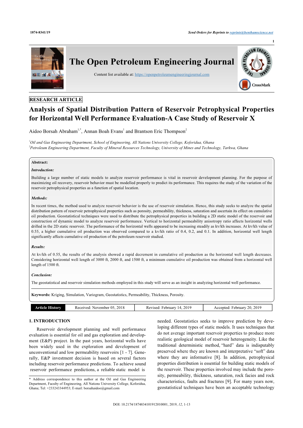 The Open Petroleum Engineering Journal