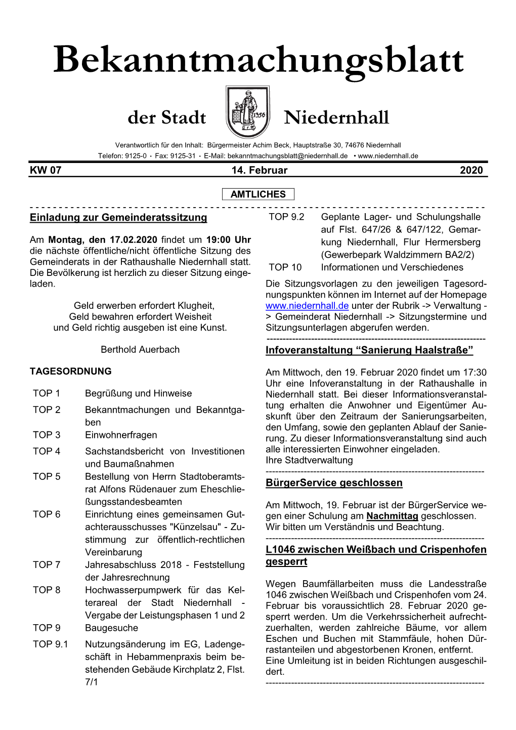 Bekanntmachungsblatt