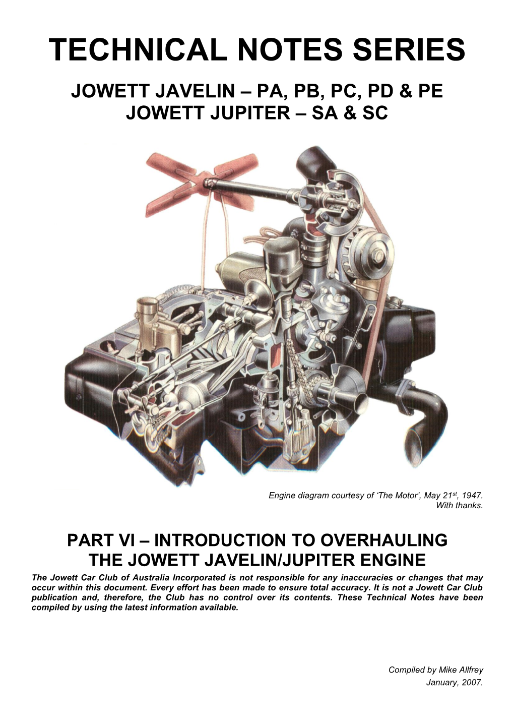 Introduction to Overhauling the Jowett Engine