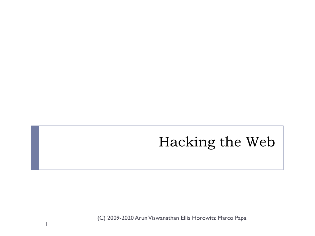 Hacking the Web