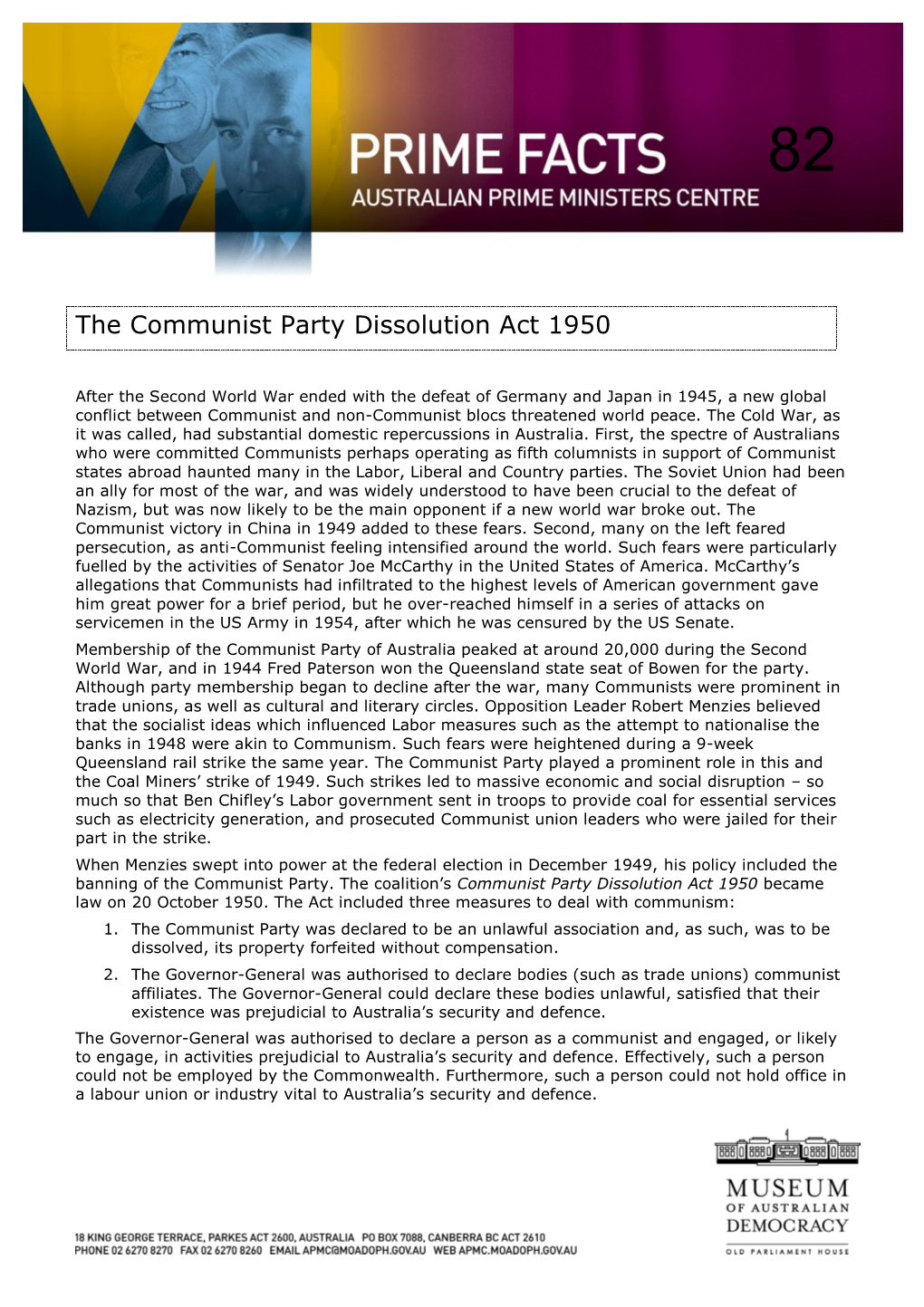 The Communist Party Dissolution Act 1950